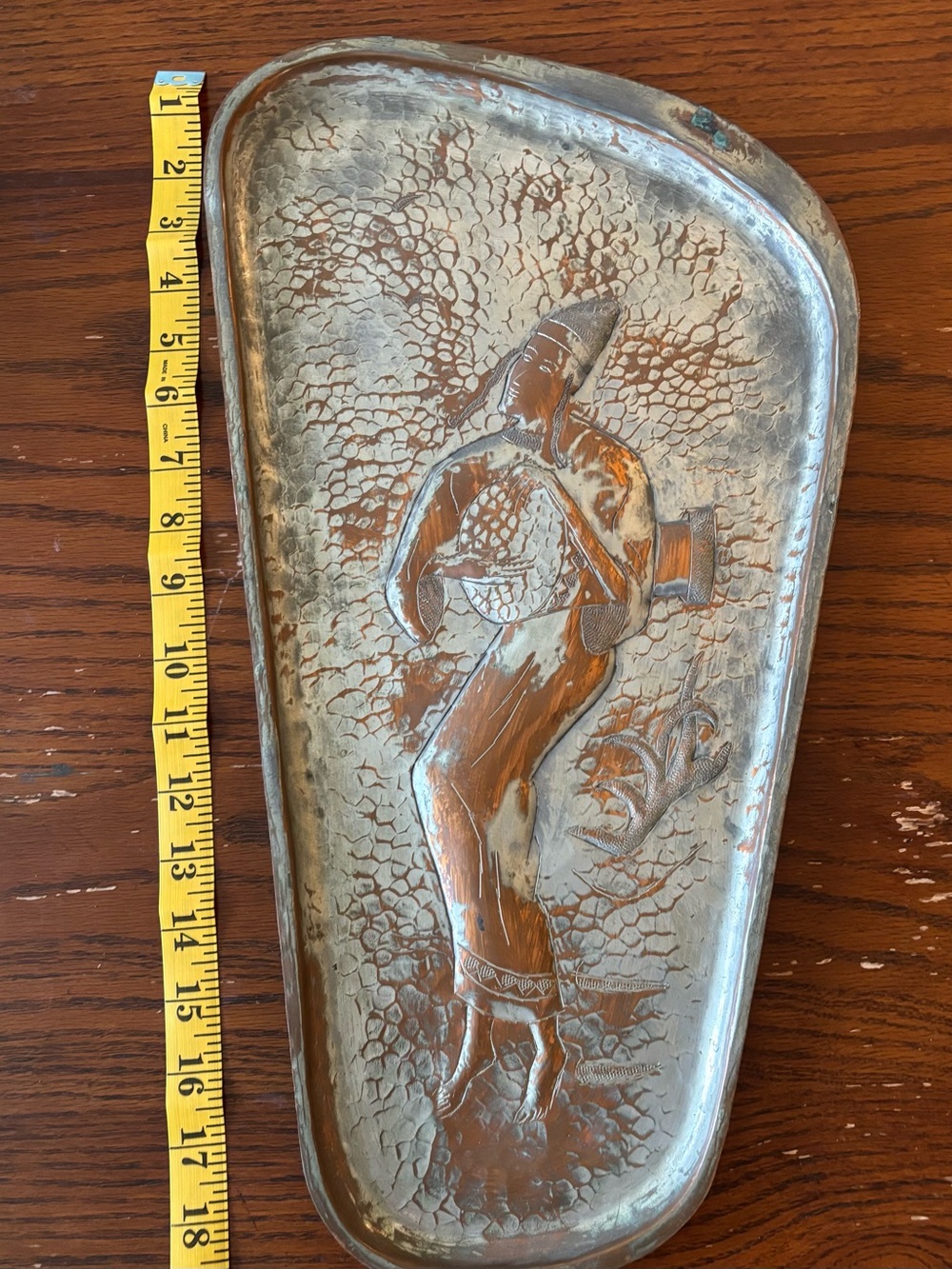 Decorative Embossed Metal Wall Tray - Antique-Style Silver/Bronze Made in Israel